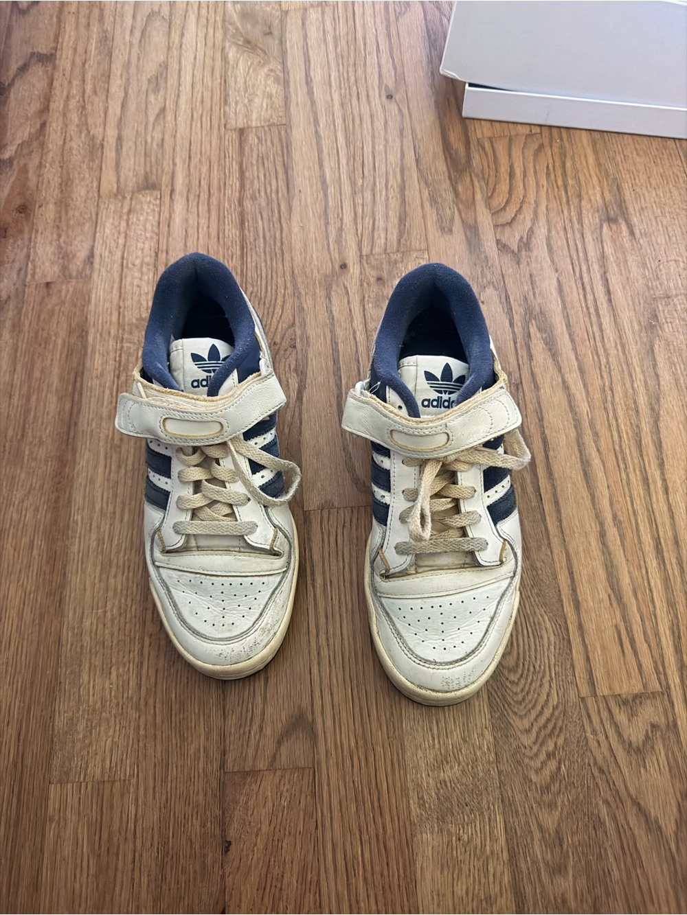 adidas women's White and Navy Velcro & Lace Sneakers